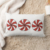 レッドペパーミントミントキャンディクリスマスホリデー ランバークッション (ブランケット)