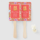 レッドペラナカンフローラ中国のダブルシ結婚ーズ ハンドファン (正面&裏面)