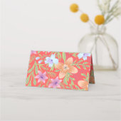 レッドペラナカンフローラ中国のダブルシ結婚ーズ プレイスカード (裏面)