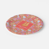 レッドペラナカンフローラ中国のダブルシ結婚ーズ ペーパープレート (アングル)