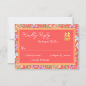 レッドペラナカンフローラ中国のダブルシ結婚ーズ 出欠カード (正面)