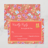 レッドペラナカンフローラ中国のダブルシ結婚ーズ 出欠カード (正面/裏面)