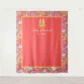 レッドペラナカン中国のフローラ結婚背景 タペストリー (正面)