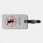 レッドペンタグラムの星を持つ黒猫のシルエット ラゲッジタグ (裏面横)