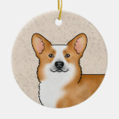 レッドペンブロークウェルシュコーギーかわいい犬の頭ポートレート セラミックオーナメント (正面)