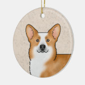 レッドペンブロークウェルシュコーギーかわいい犬の頭ポートレート セラミックオーナメント (左)