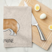 レッドペンブロークウェルシュコーギーかわいい犬カスタム文字 キッチンタオル (四つ折り)