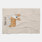 レッドペンブロークウェルシュコーギーかわいい犬カスタム文字 キッチンタオル (横)