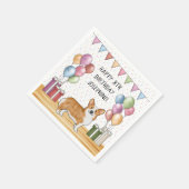 レッドペンブロークウェルシュコーギーカラフルハッピーバースデー スタンダードカクテルナプキン (角)