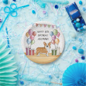 レッドペンブロークウェルシュコーギーカラフルハッピーバースデー ペーパープレート (パーティー)