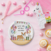 レッドペンブロークウェルシュコーギーカラフルハッピーバースデー ペーパープレート (パーティー)