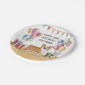 レッドペンブロークウェルシュコーギーカラフルハッピーバースデー ペーパープレート (アングル)