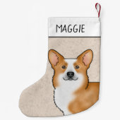 レッドペンブロークウェルシュコーギーズポートレートと名前 スモールクリスマスストッキング (裏面)