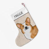レッドペンブロークウェルシュコーギーズポートレートと名前 スモールクリスマスストッキング (裏面 (吊り時))