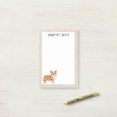 レッドペンブロークウェルシュコーギードッグカスタム文字 ポストイット (デスク上)