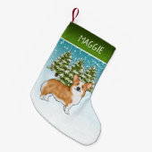 レッドペンブロークウェルシュコーギー冬林クリスマス スモールクリスマスストッキング (正面 (吊り時))