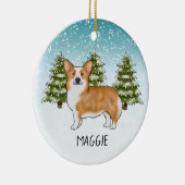 レッドペンブロークウェルシュコーギー冬林クリスマス セラミックオーナメント (右)