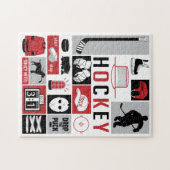 レッドホッケーエレメントスティックパックプレーヤー ジグソーパズル (横)