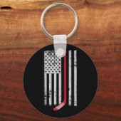 レッドホッケースティックアメリカ国旗USAホッケー キーホルダー (正面)