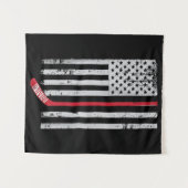 レッドホッケースティックアメリカ国旗USAホッケー タペストリー (正面(横))