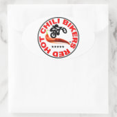 レッドホットチリバイクもしくは自転車に乗る人 楕円形シール (バッグ)