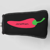 レッドホットチリペッパーあなたの名前を追加おもしろいノベルティ ゴルフヘッドカバー (正面)