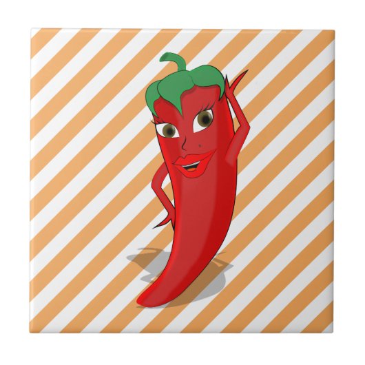 レッドホットペッパーDivaオレンジストライプ色 タイル (正面)