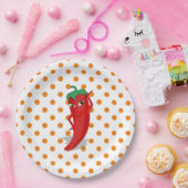 レッドホットペッパーDivaオレンジ水玉模様 ペーパープレート (パーティー)