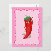 レッドホットペッパーDivaピンクの波状縁ど ポストカード (正面/裏面)