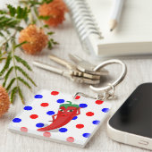 レッドホットペッパーDivaレッドブルー水玉模様 キーホルダー (正面右)