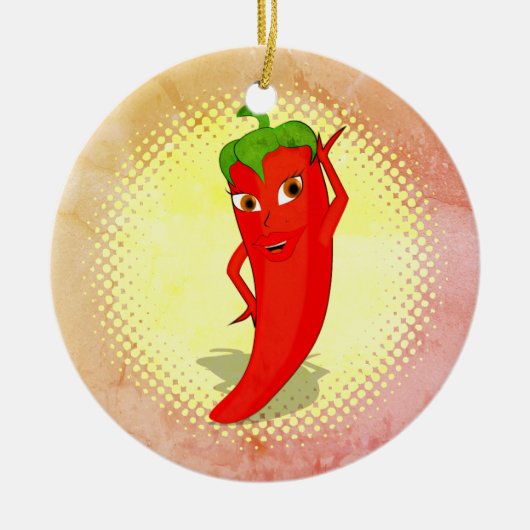 レッドホットペッパーDivaヴィンテージスタイルプリント セラミックオーナメント (正面)