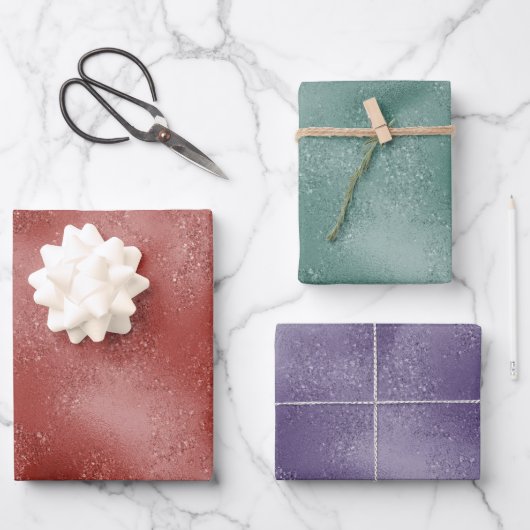 レッドホリデイグリッター ラッピングペーパーシート (正面)