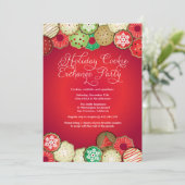 レッドホリデークッキー交換パーティの招待状 招待状 (スタンド正面)