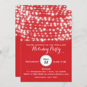 レッドホリデークリスマスストリングライツ招待状 招待状 (正面/裏面)