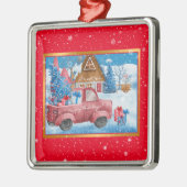 レッドホリデークリスマストカスタマイズラック メタルオーナメント (左)