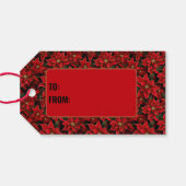 レッドホリデークリスマスポインセチア模様 ギフトタグ (裏面横)