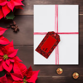 レッドホリデークリスマスポインセチア模様 ギフトタグ