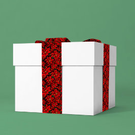 レッドホリデークリスマスポインセチア模様 サテンリボン