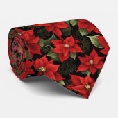 レッドホリデークリスマスポインセチア模様 ネクタイ (ロール)