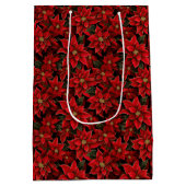 レッドホリデークリスマスポインセチア模様 ミディアムペーパーバッグ (裏面)