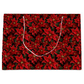 レッドホリデークリスマスポインセチア模様 ラージペーパーバッグ (正面)