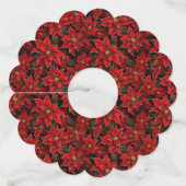 レッドホリデークリスマスポインセチア模様 ワイングラスタグ (裏面)