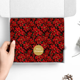 レッドホリデークリスマスポインセチア模様 薄葉紙