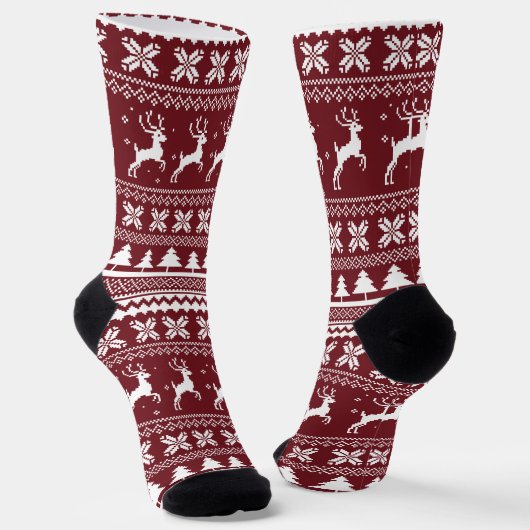 レッドホリデートラのクリスマスセーター柄 ソックス (傾斜あり)