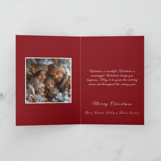 レッドホリデードアフォトメリーBeと明るい カード (内部)