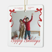 レッドホリデーハンドドローお洒落ド弓 セラミックオーナメント (左)