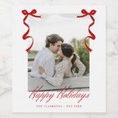 レッドホリデーハンドドローお洒落ド弓 ワインラベル (シングルラベル)