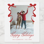 レッドホリデーハンドドローお洒落ド弓 ワインラベル (シングルラベル)