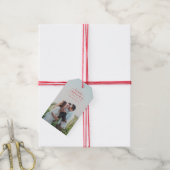 レッドホリデープライド写真クリスマス ギフトタグ (より糸付き)