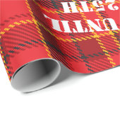 レッドホリデープレイドカスタムステンシルグリーティング ラッピングペーパー (ロールコーナー)